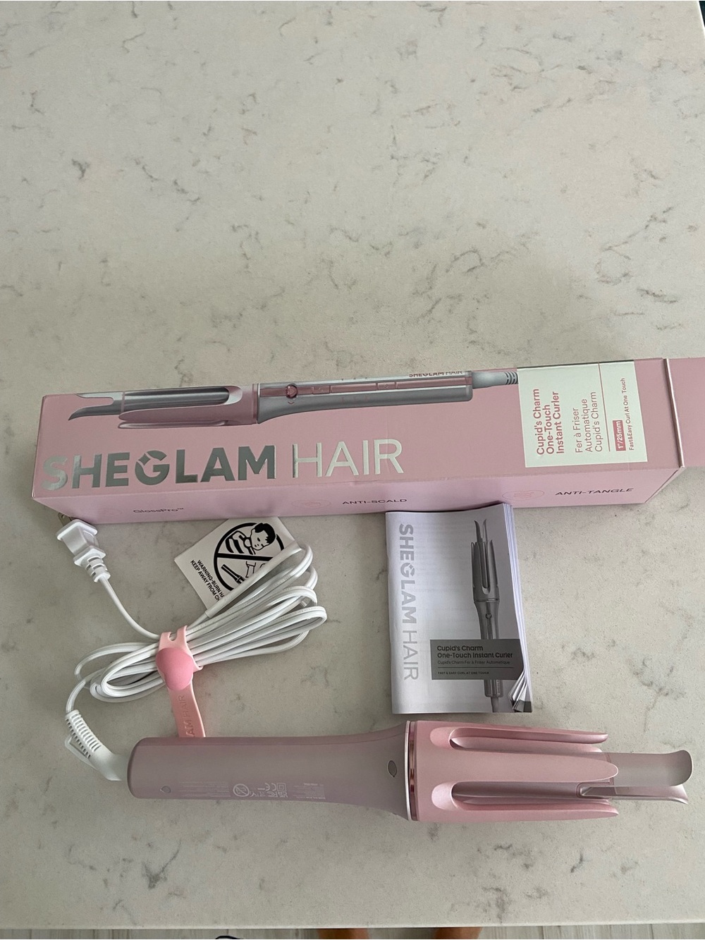 SHEGLAM HAIR Pink 3-Prong Curling Iron for Soft Waves. -  NEW never used